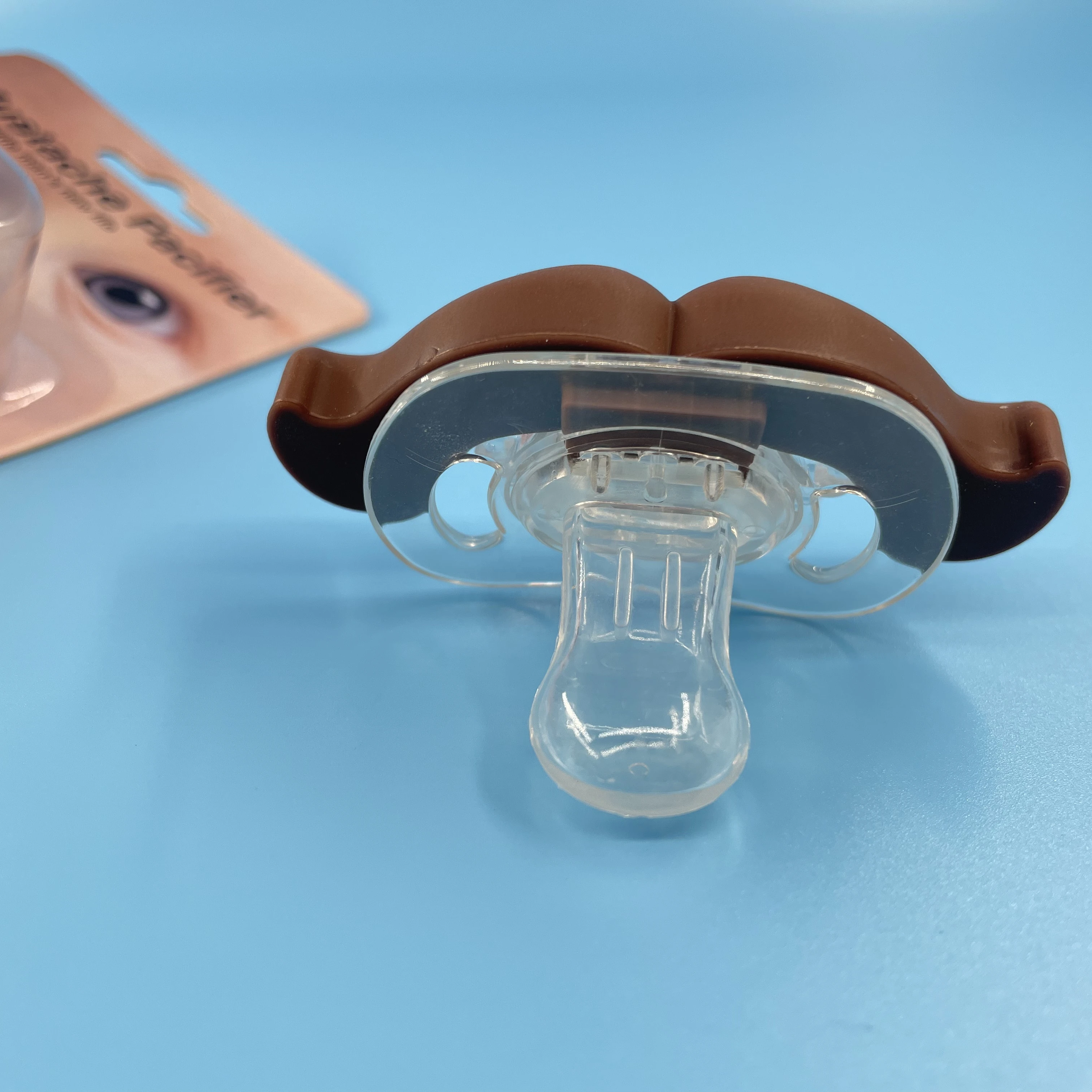 Eco- friendly handmade crochet newborn funny mustache baby pacifier feeder syringe