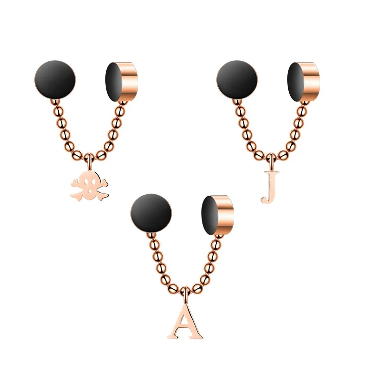 
Barlaycs 2021 New Design Chain Dangle Magnets Nose Septum Ring Letter Non Piercing Clip On Earring Ring Body Jewelry 