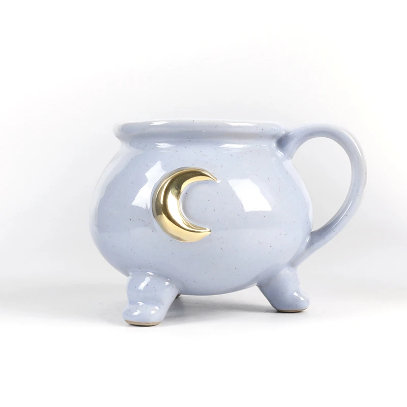 Stoneware Speckled Splash Ink Campfire Cup Ceramic Big Ear Handle Coffee Mug