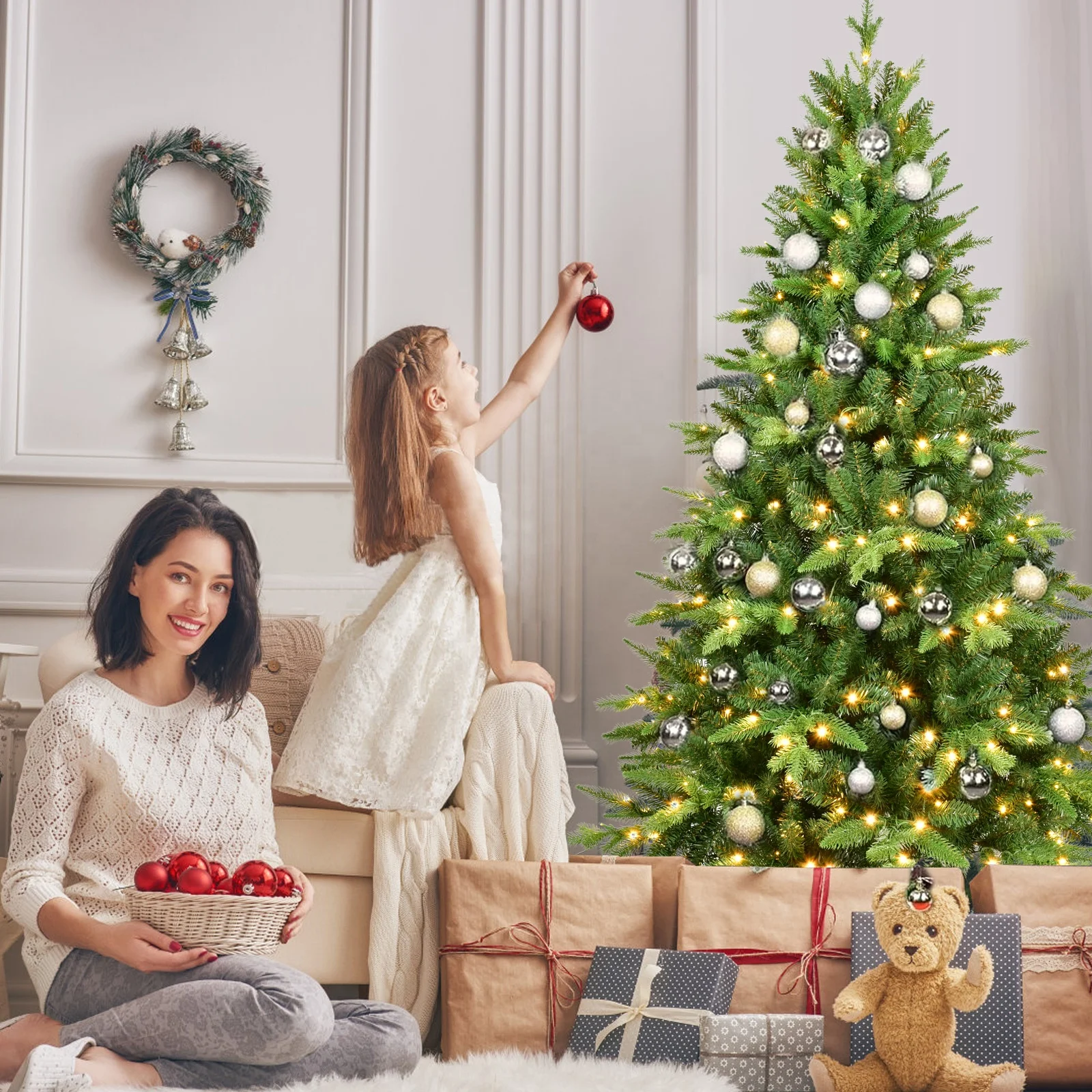 2024 Made in China Hot sale of 15ft Artificial christmas trees  pre lit for home outdoor used