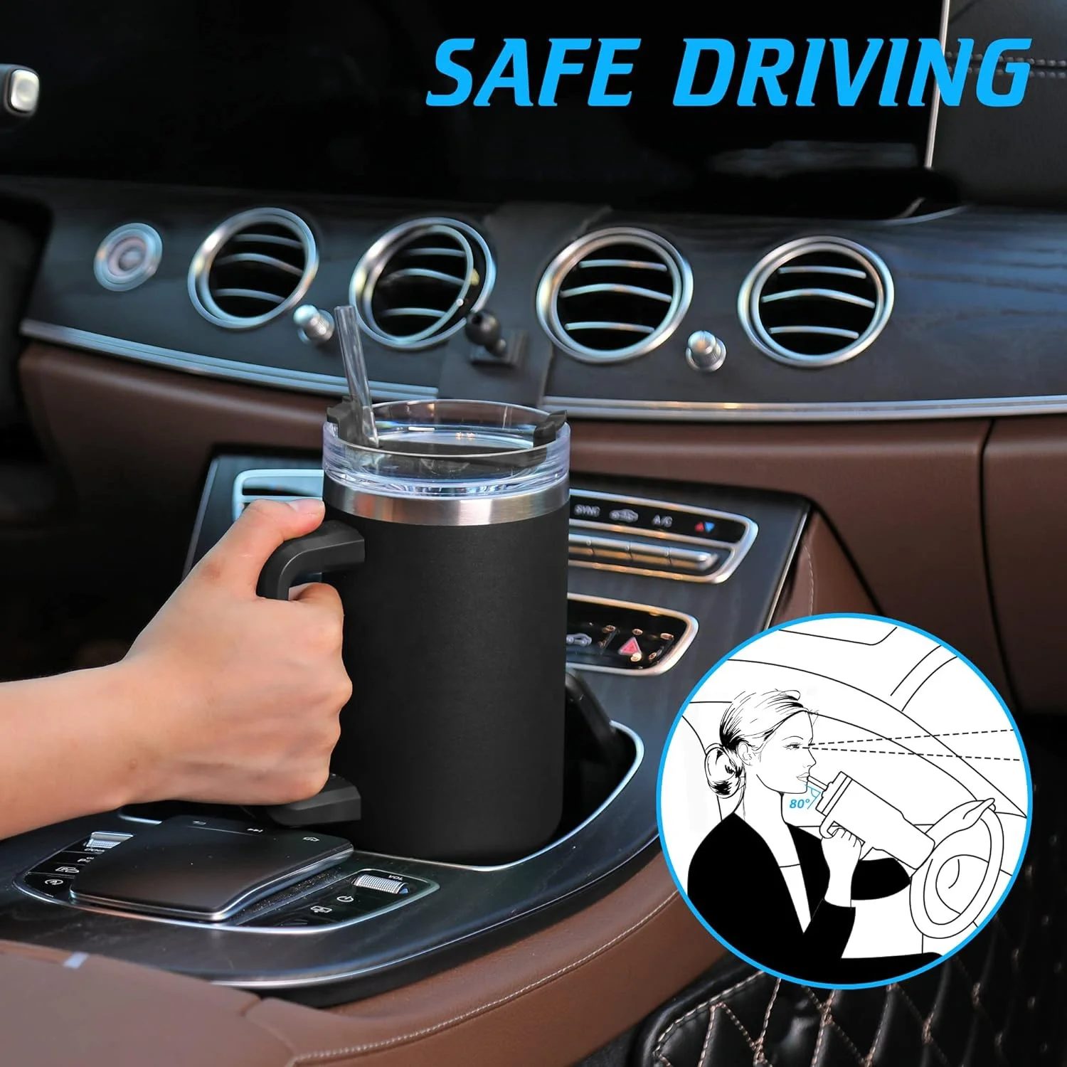 40 oz Tumbler with handle Double Wall Kid Vacuum 304 Stainless Steel HOT Selling Camping CLASSIC Mugs Tumbler with Straw