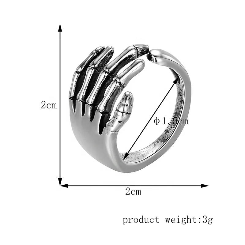 European Gothic Creative Skeleton  Ring Punk Alloy Five-pointed Finger Ring