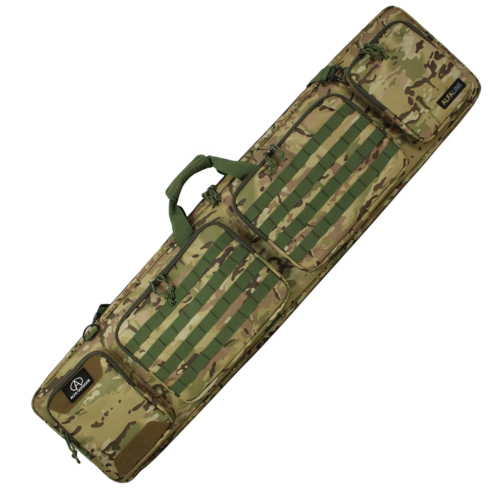 ALFA OEM 51 inch Tactical Double Long Gun Bag Weapons Transportation Case W/Backpack Strap, Lockable Compartment