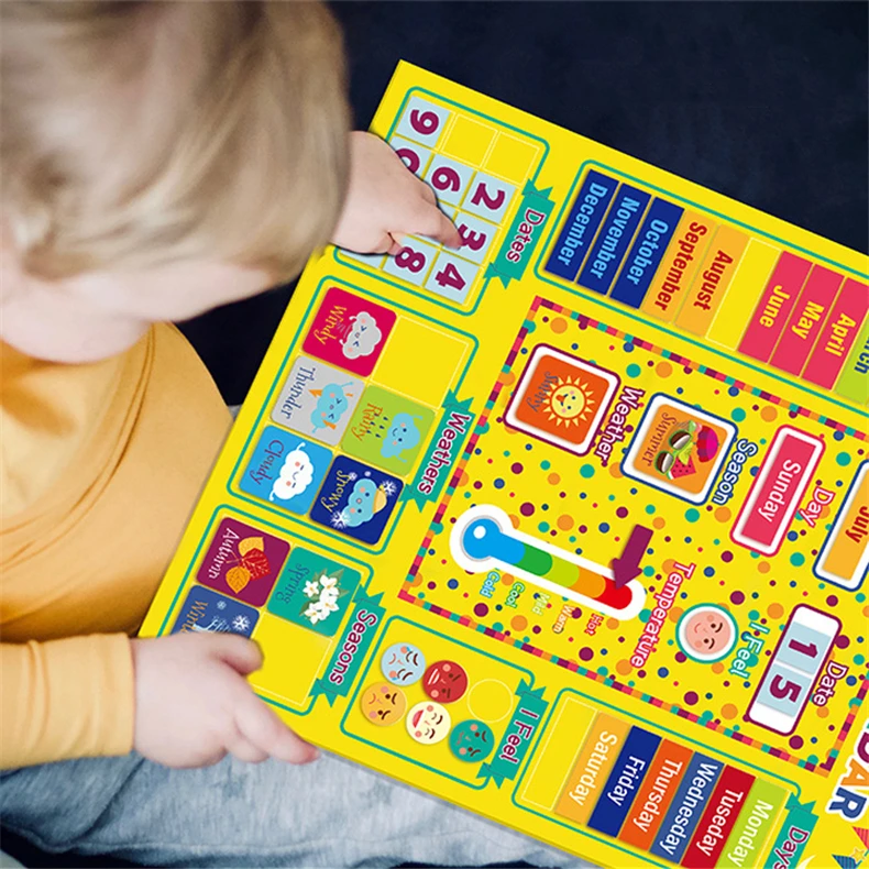 
Children early educational game toys creative magnetic calendar for kids learning weather 