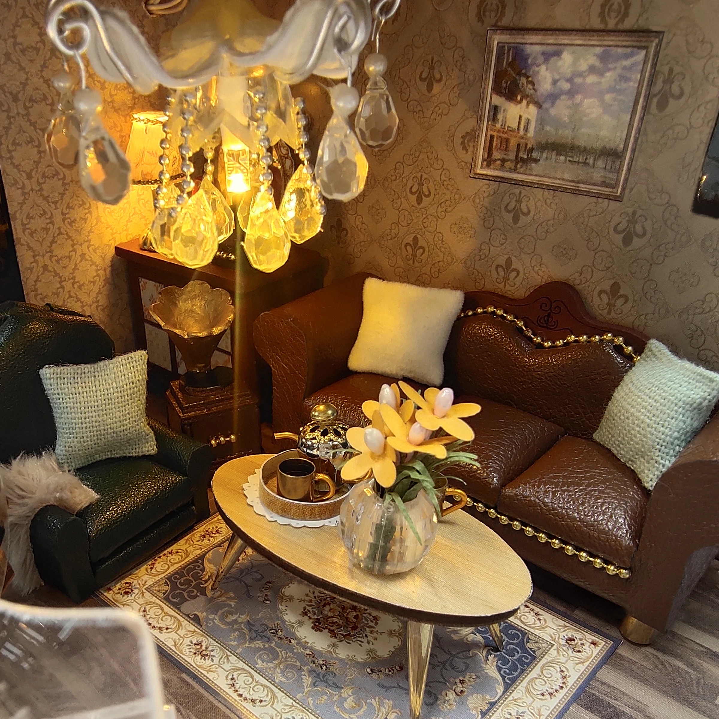 Best Selling 3D Wooden Retro Style Crafts DIY  Miniature Furniture Dollhouse Doll Houses For Girls