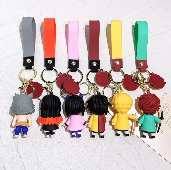 Kamado Tanjirou Kamado Nezuko Agatsuma Zenitsu Hashibira Inosuke Key Ring Demon Slayer Cartoon Keychains Decoration Gift