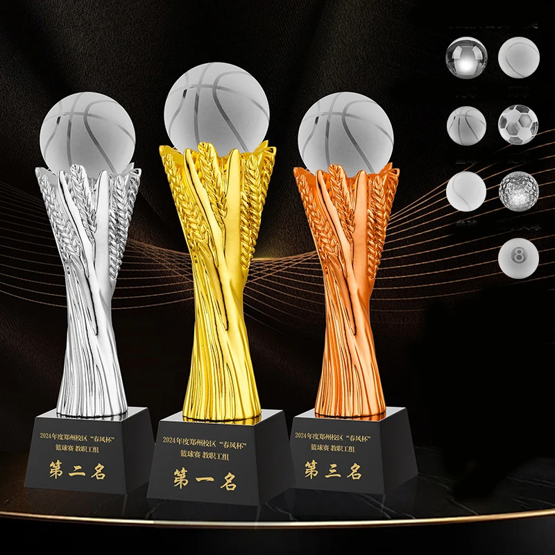 wholesale cheap soccer ball trophy football cup with black crystal base for football Sports Events