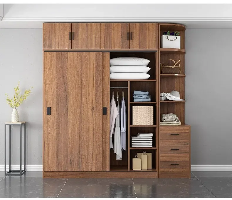 Hot Sale Wholesale Mdf Designs Sliding Door Storage Closet Combination Wardrobe Bedroom Furniture Wardrobes