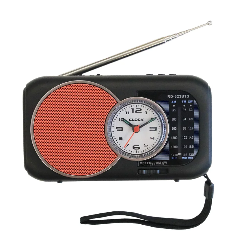 SG-323BTS Manufacture solar panel wireless link multi-band radio with usb tf card  torch light recharge battery with  clock