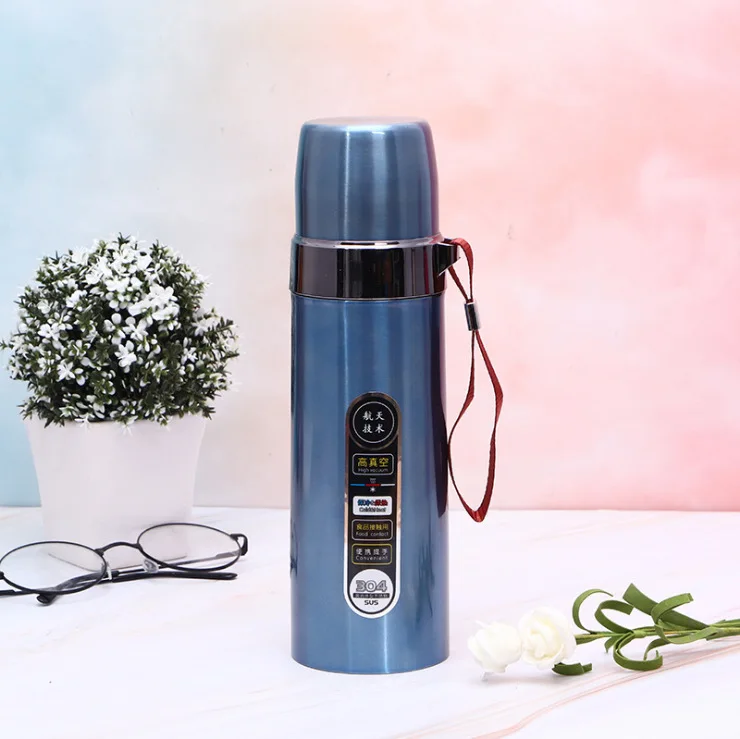 2024 wholesale bullet portable stainless steel vacuum flask custom logo and color with hand rope