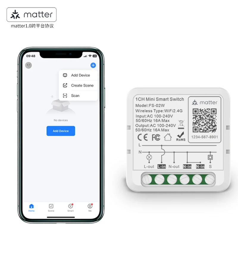 Matter smart switch zigbee Tuya 16A Mini Switch Smart Breaker Works With Alexa Google Home