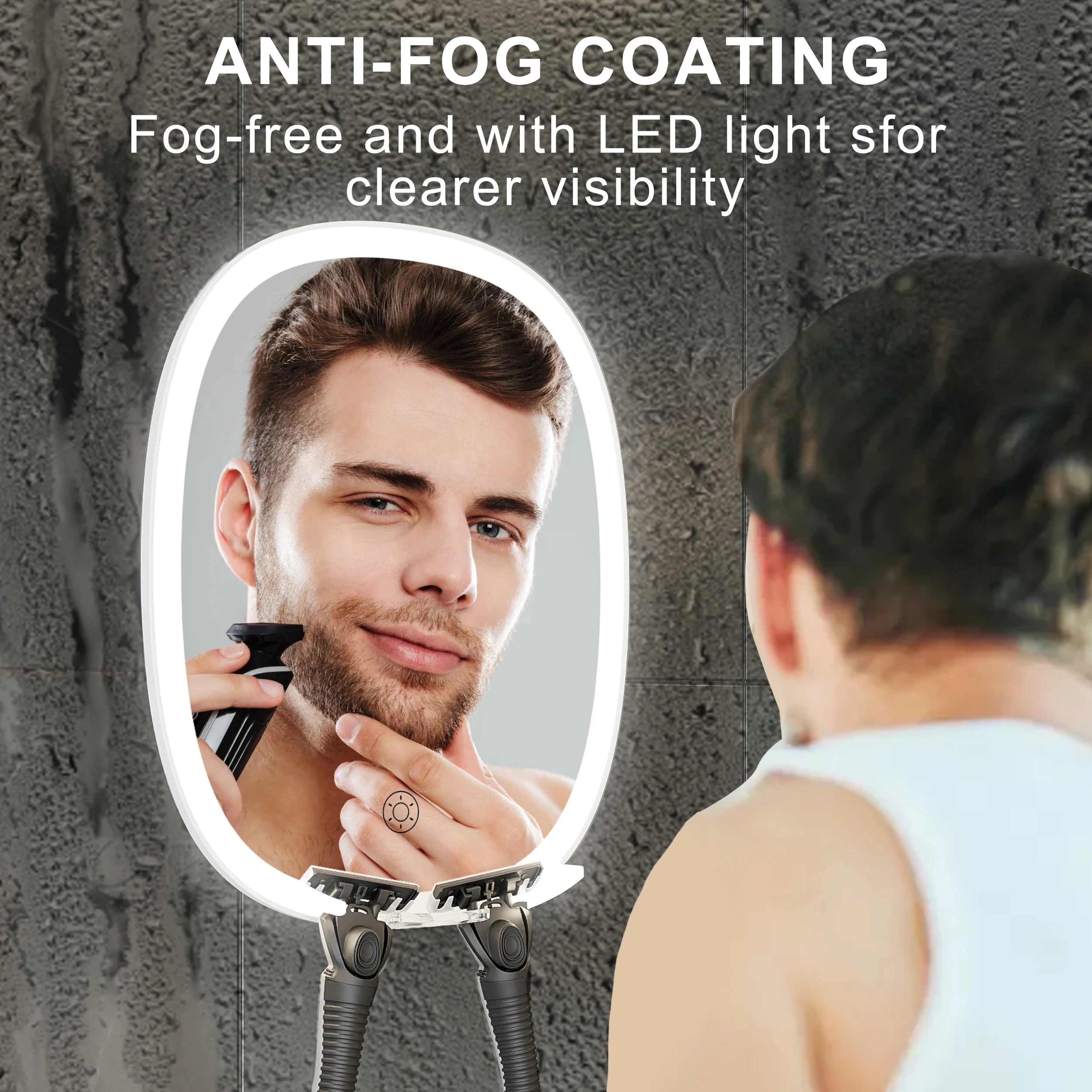 Brightness Adjustment For Shaving And Makeup With Led Light Shatterproof Anti Fog Fogless Bathroom Shower Mirror With Light