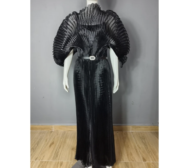 Лидер продаж дизайнерская модель Issey Miyake плиссированное Элегантное повседневное платье больших размеров Женские однотонные длинные платья