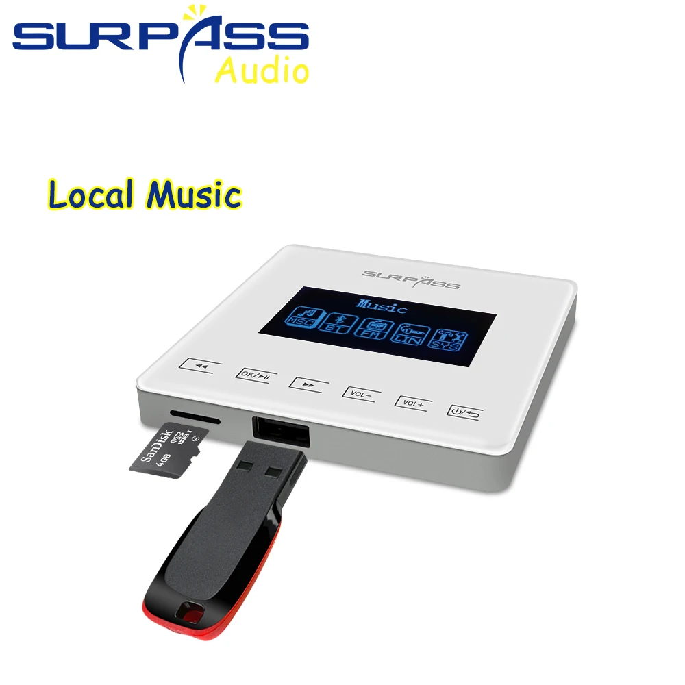  Surpass Audio Mini Stereo Blue Tooth In Wall Amplifiers Smart Home Cinema With 8Ohm 10W Bathroom Moisture-proof