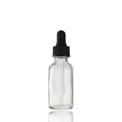 Refillable Glass Pump Bottles 1oz 2 oz 8 oz Clear Glass Boston serum Bottles with Droppers for Essential Oils