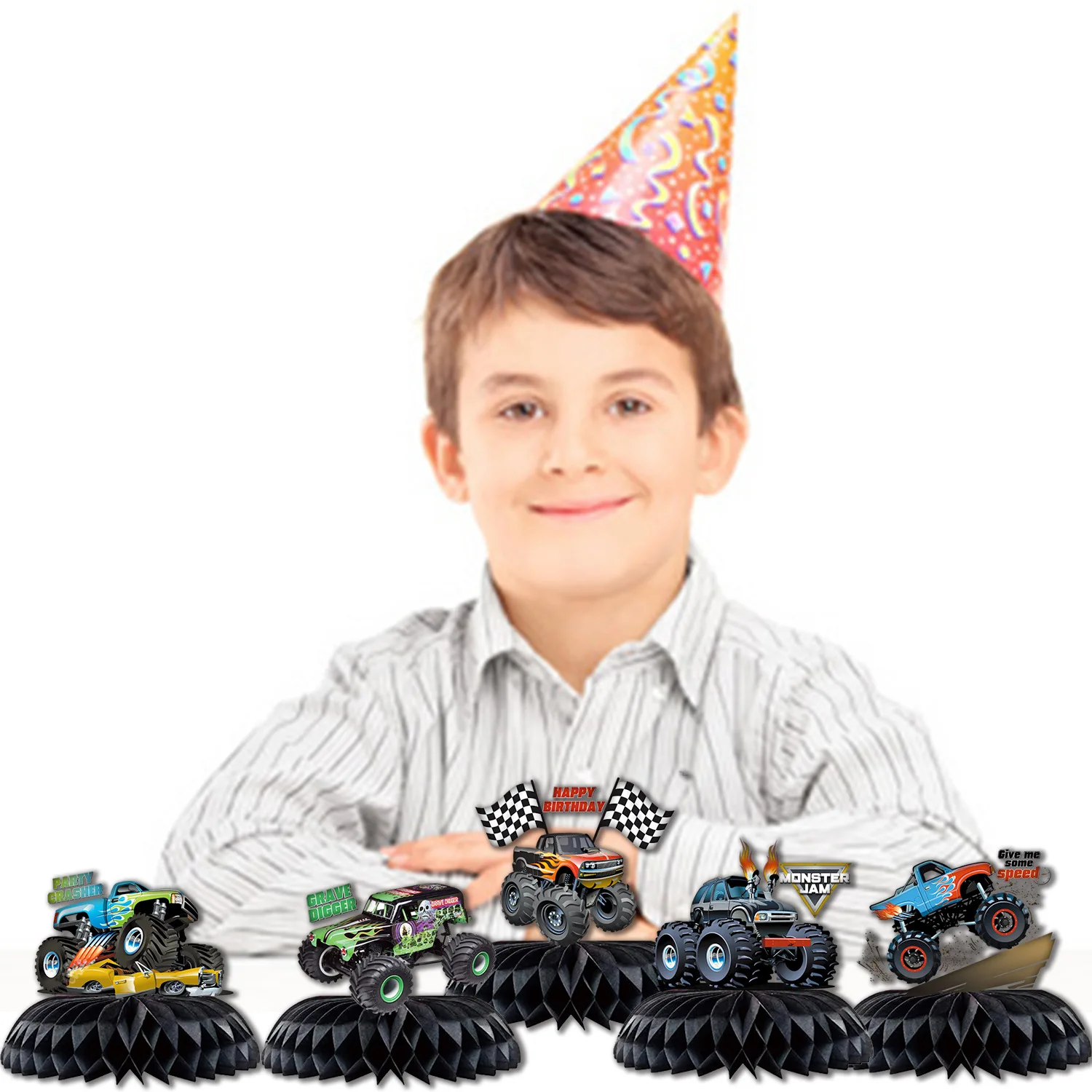 Zhiqu Bigfoot Car Honeycomb Monster Truck for Birthday Party Floor Games and Decorations