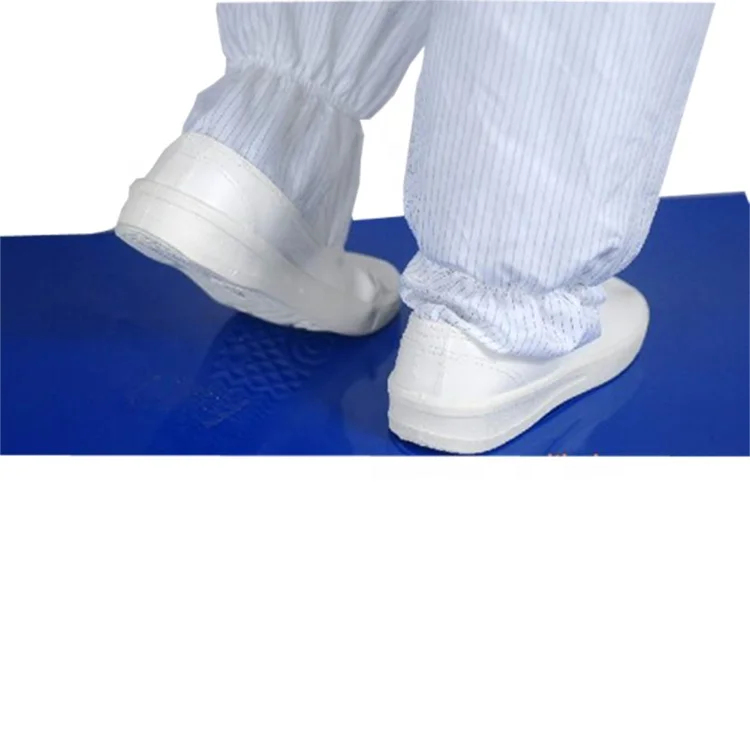 Manufacture Cleanroom 35micron 26x45inch Disposable 30 Layers Peelable Blue LDPE Dust Free Sticky Mat