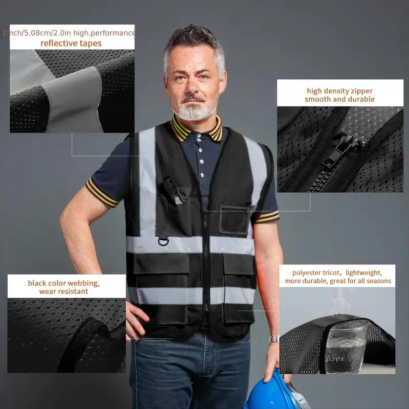 China Manufacturer supply construction vest nivel 2 reflective safety clothing Customize high visibility logo safeti reflect ves