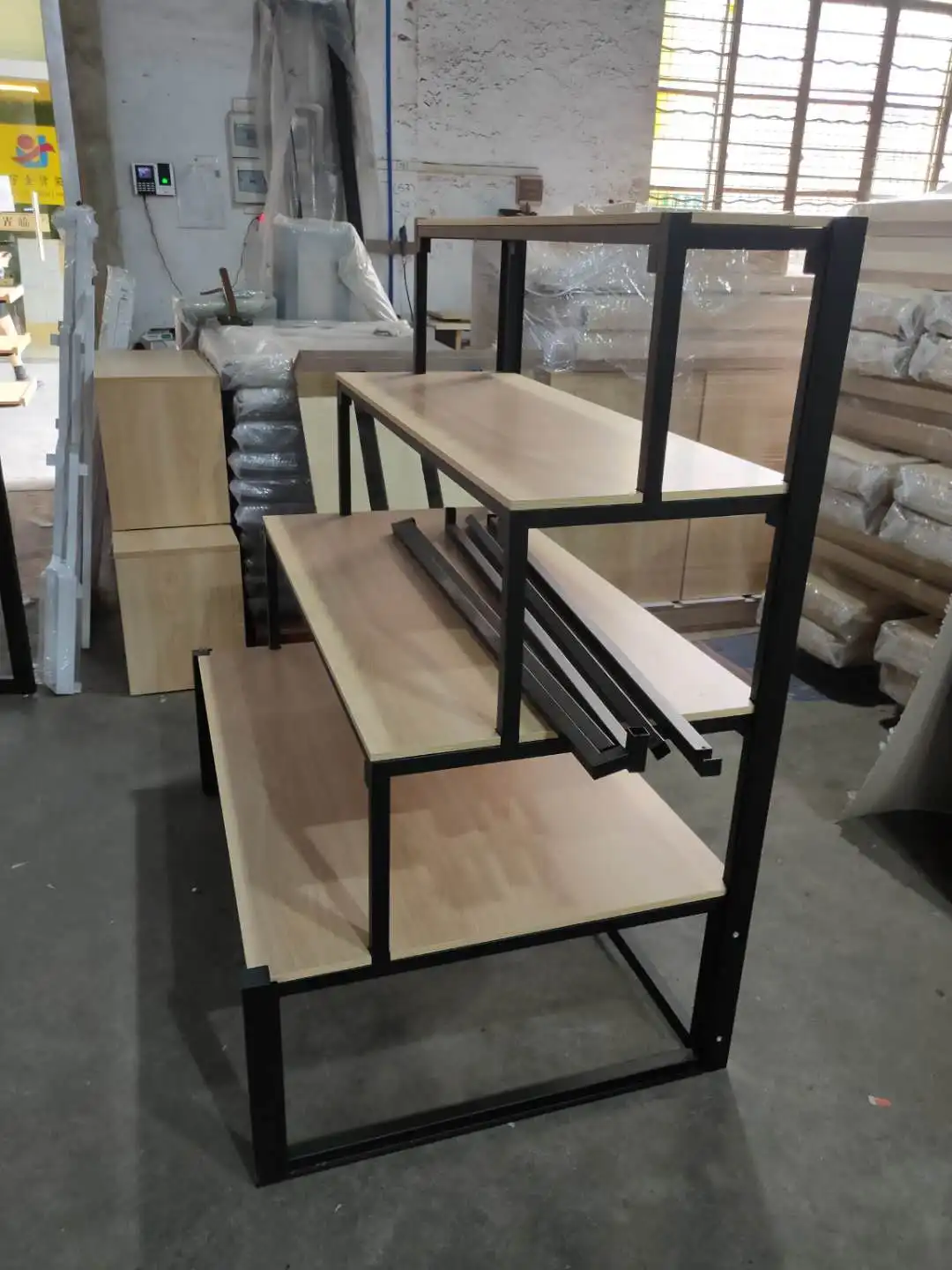 Customized new style high quality open aluminum and wooden book shelf for sale