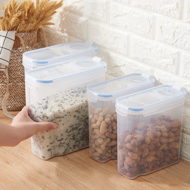 4 Pieces 4L food container BPA Free transparent airtight cereal storage box cereal container