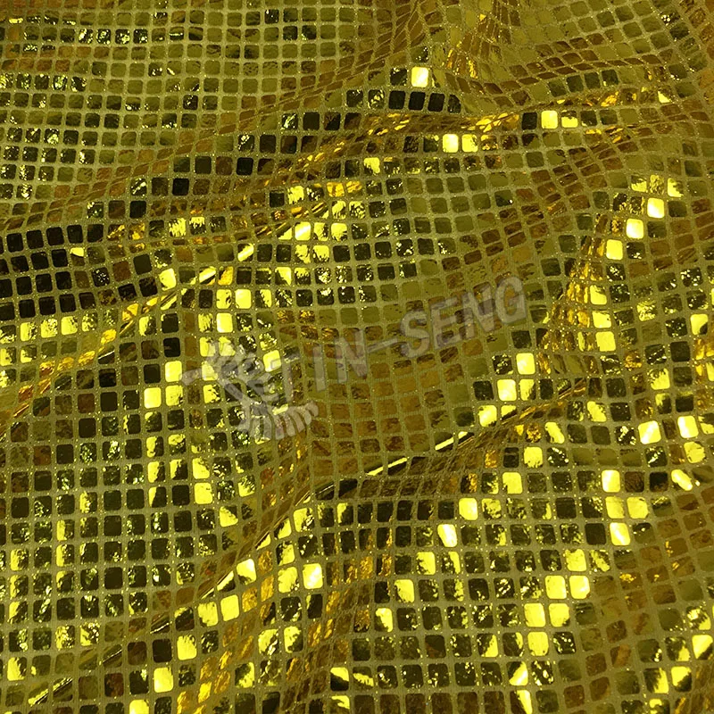 Gold Glued 8mm Square Sequin Fabric for Home Decoration Pillow