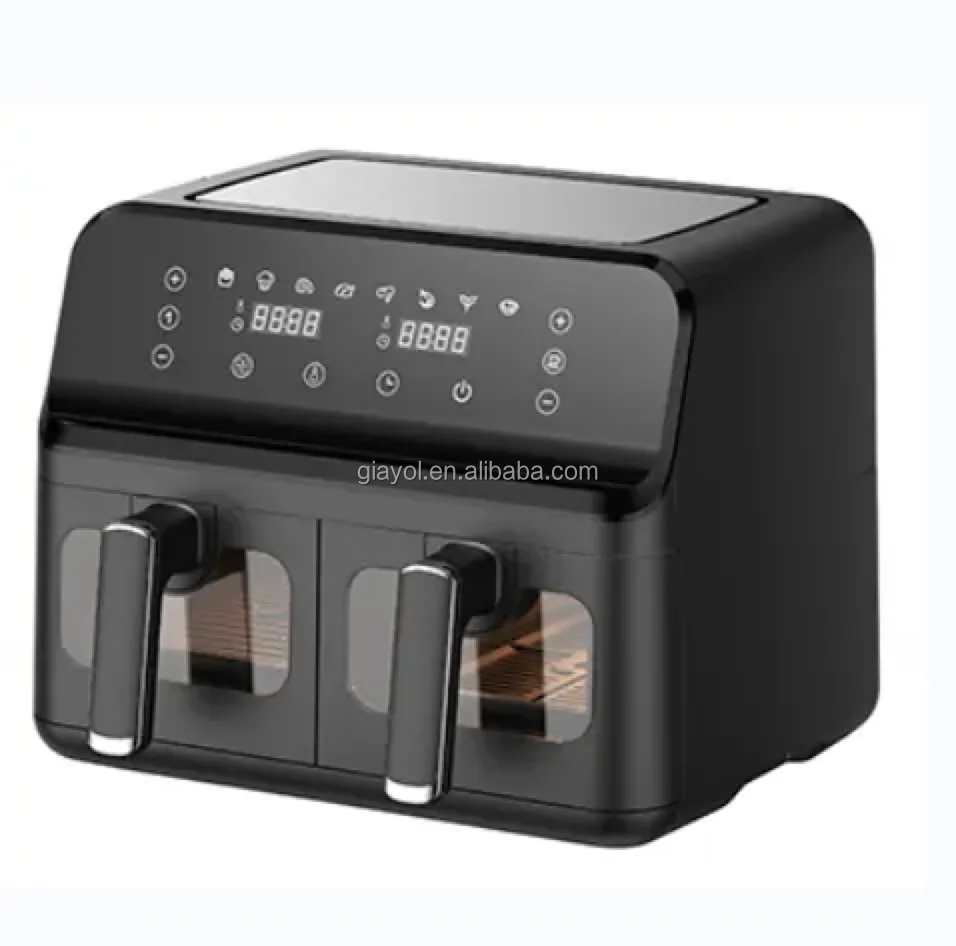 2023  dual air fryer hot selling 8 Quart, 8L 1800W~2400W 10 in1 no oil for home use 2 basket double zone air fryer