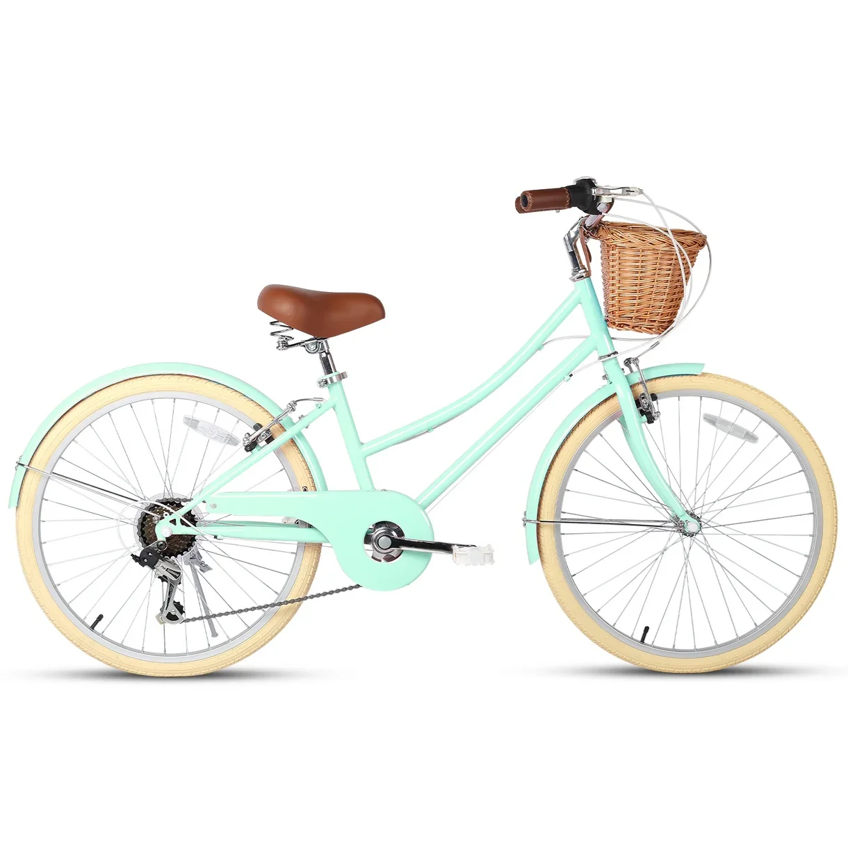 Good quality 24 inch women city bike with basket for girl colorful pink 6 speed women urban bicycle classic city bike for sale