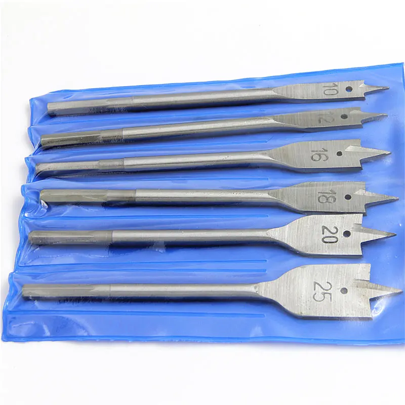 6-45mm Flat Drills High-carbon Steel Wood Hand Drill Bits Titanium Coated Spade Woodworking Tool Power Tools Accessories