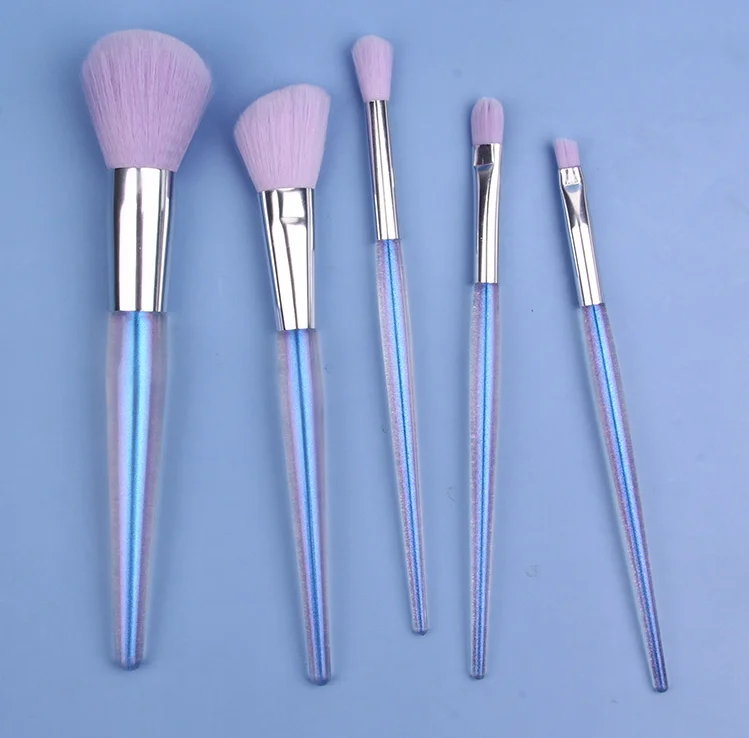 6 Pc Set Cosmetic Personalized Custom Made Makeup Brushes Professional Clear Transparent Handle Makeup Brush Set