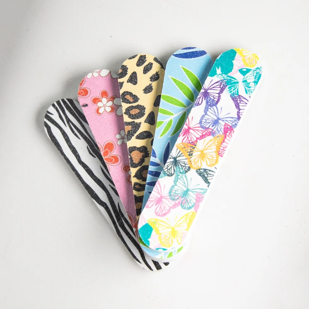 Colored Mini 9cm Nail File Printed Double sided EVA Nail Scrolls File Wholesale Custom Printed Nail Files