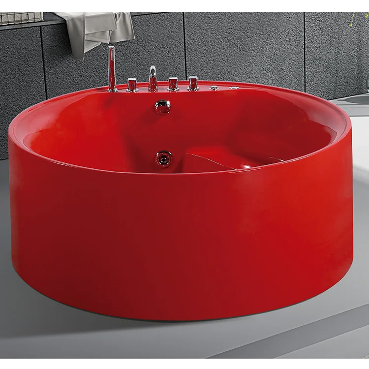 Two Person Round Stone Bathtub Free Standing Bath Tubs Solid Surface Acrylic Bath Tub
