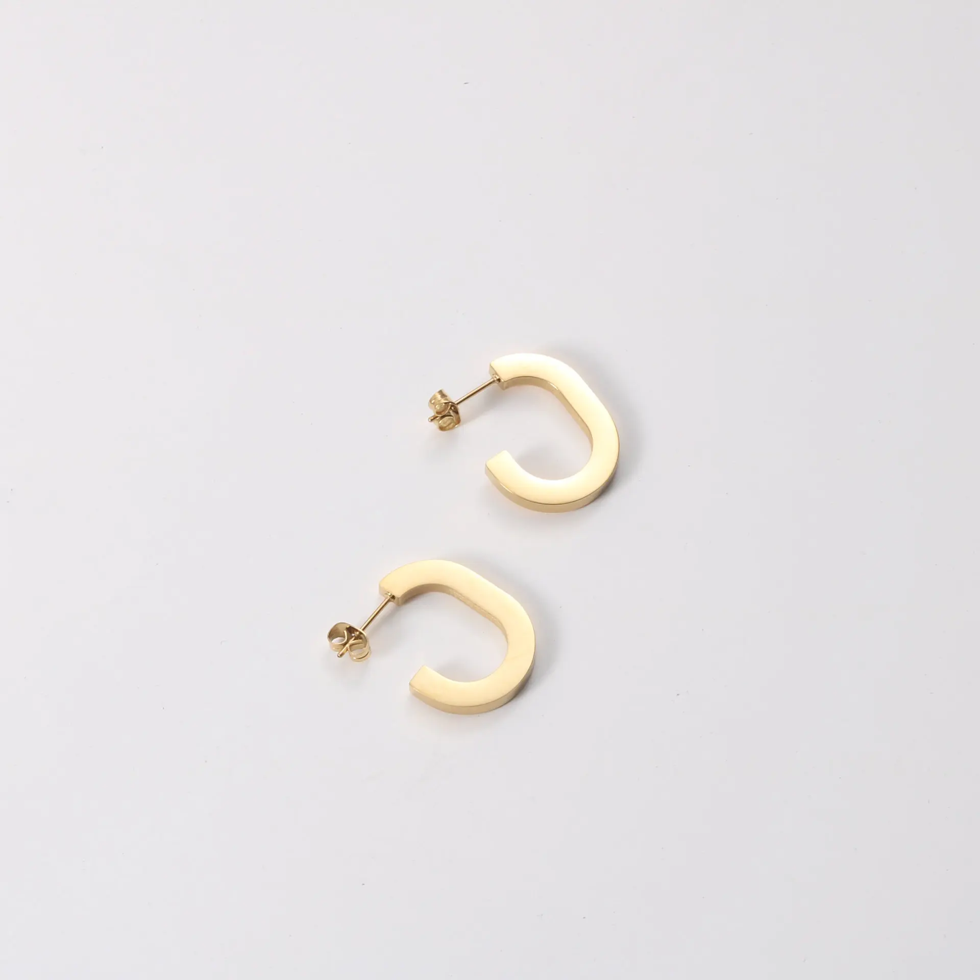 Minimalist Fashion C Shape Gold Earring 316L Stainless Steel Fashion Jewelry Earring