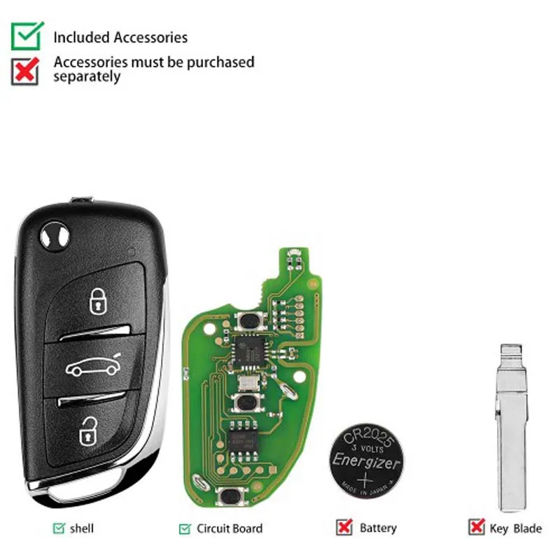 Xhorse XKDS00EN 3 Buttons for Volkswagen DS Style Wire Remote Key Work VVDI Key Tool Mini Max Tools Auto Car Keys