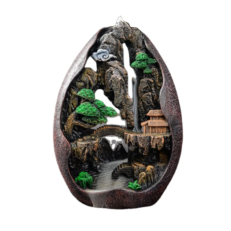 Resin rockery dragon backflow incense burner holder tea fragrance ceremony ornamental waterfall aromatherapy wholesale