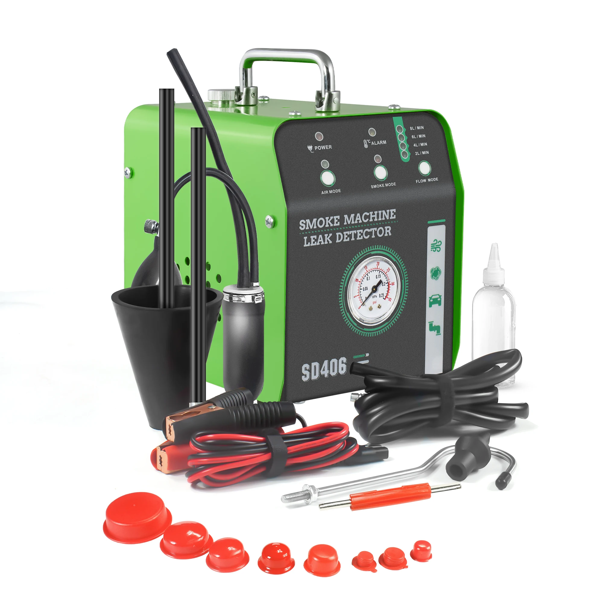 SD406 Automotive Smoke Machine Leak Detector 12V Dual Mode Car Pipe Leakage Tester with Pressure Gauge & Adjustable
