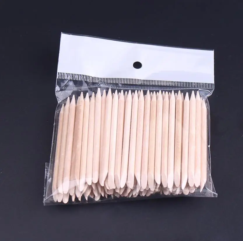 Double Ended Pedicure orange wood Tools nail art cuticle pusher Wooden Manicure Nail Art Wood Stick