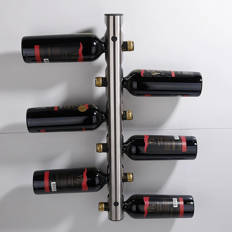 Wall Wine Holder Stainless Steel Wall Mounted Vertical Red Wine Bottle Holder Rack for Household Bar Supplies
