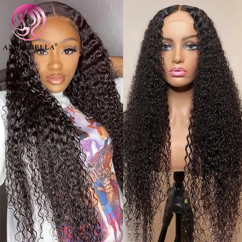 AngelBella 13x6 Hd Lace Front Wig Raw Kinky Curly Human Hair Long Curly Glueless Wigs High Quality Burmese Curly Wig