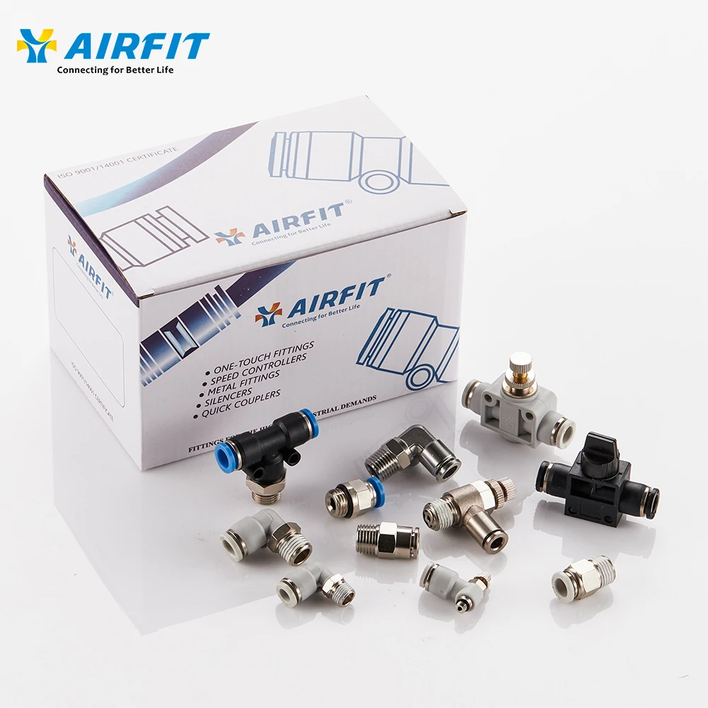 Airfit OEM & ODM пневматический Фиттинг pu трубка тормоз пневматические пластиковые one touch фитинги