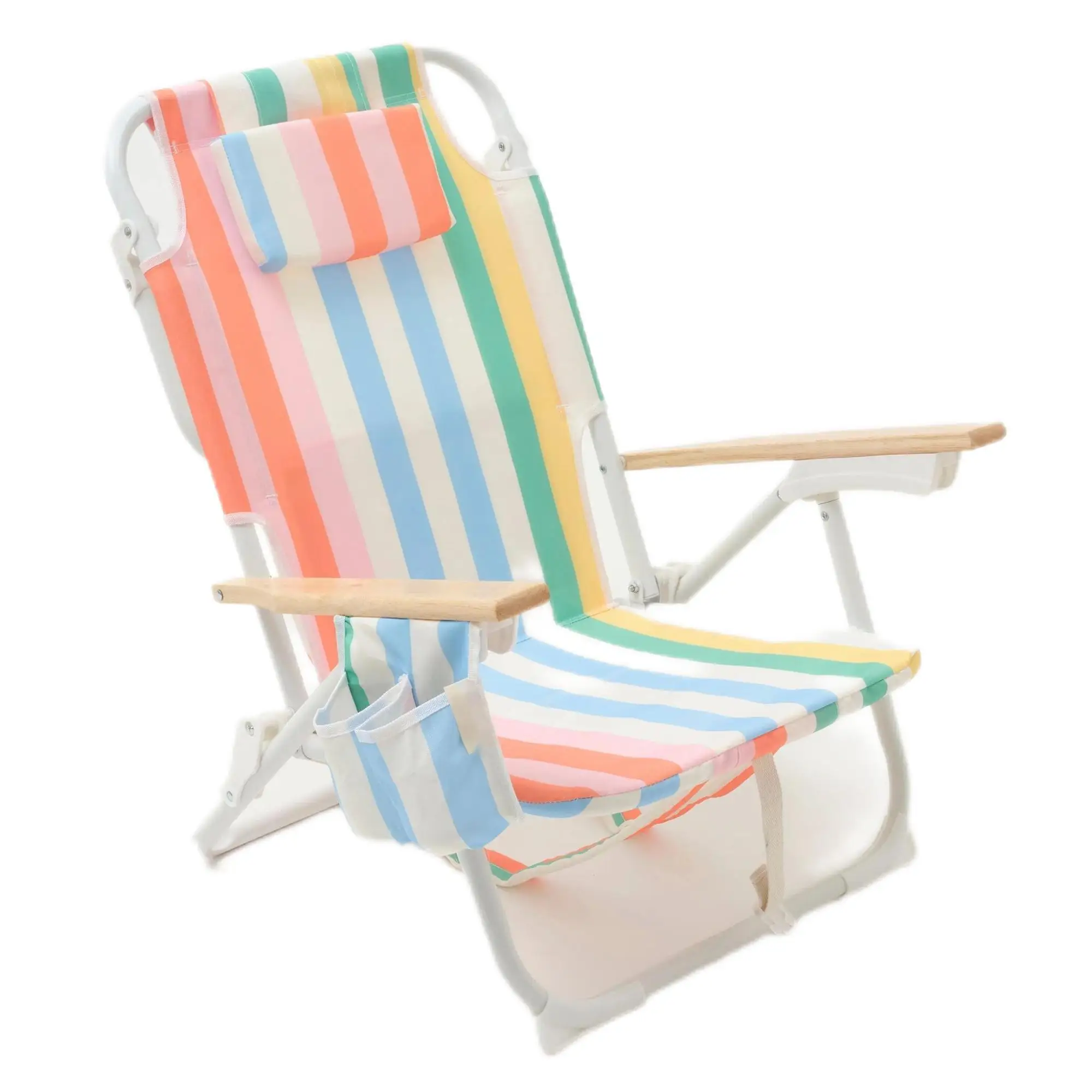 Webbed PortableWooden Armrest Lightweight Folding Aluminum Outdoor  Garden Chair Customized Webbing Lawn Chair Beach Chairs