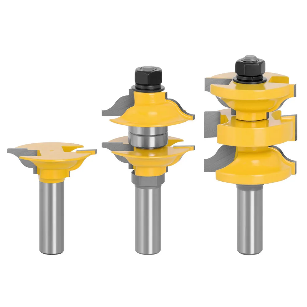 Carving machine use woodworking skeleton cutter carving 1/2 inch shank 3-piece mortise and tenon woodworking cutter set