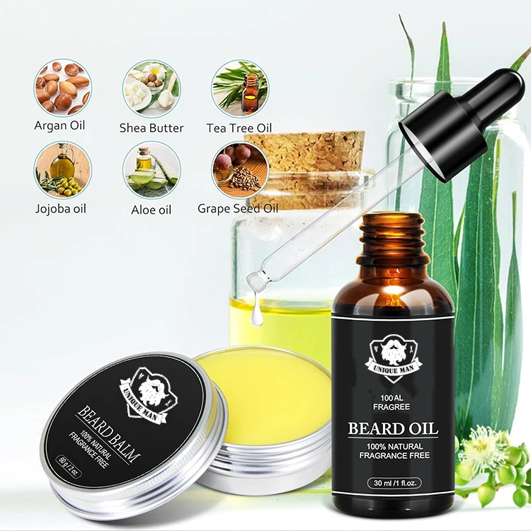Wholesale hot selling beard growth kit for black men private label premium nature organic fast beard oil serum beard growth kit