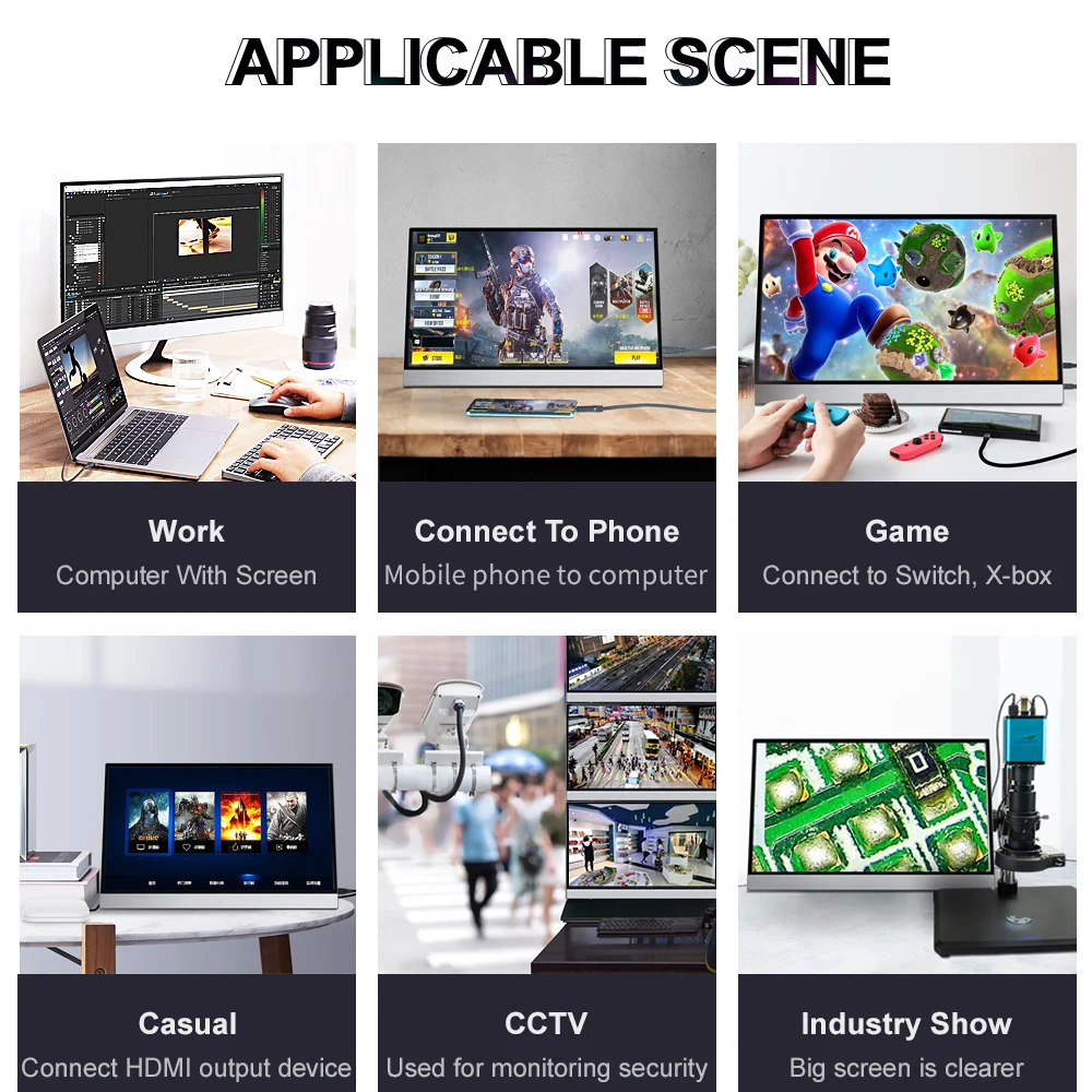 
15Inch Portable Monitor Touch screen 1080P HDR IPS Gaming Monitor USB TYPE C for Phone Laptop Desktop MAC Switch PS4 XBOX 