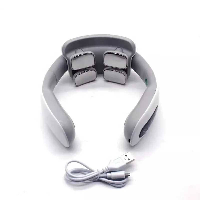 OEM Wholesale Electric Hot Compress Smart Rechargeable U shape Wireless Portable Tens Pulse Heated Neck Massager