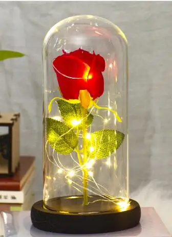 Artificial Red Eternal Rose Flowers Sale In Glass Dome for Wedding Home Decoration