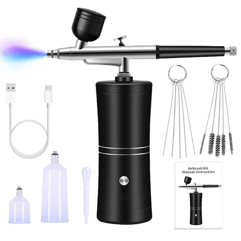 Oem Private Brand Airbrushing Auto Stop Dual Action Spray Gun Airbrush Kit With Compressor For Eyebrow Tattoo Nail Airbrush