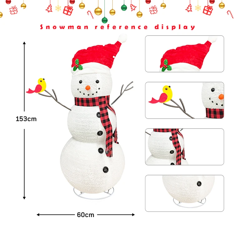 China Goods Wholesale Lighted Christmas Outdoor Snowman with LED Lights Built in for holiday Christmas Yard Plush snowman