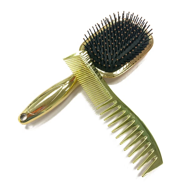 2020 Best Gold Detangle HairSet Hair Combs set with Detangling Hair Combs Dryer Cushion Massage Brush