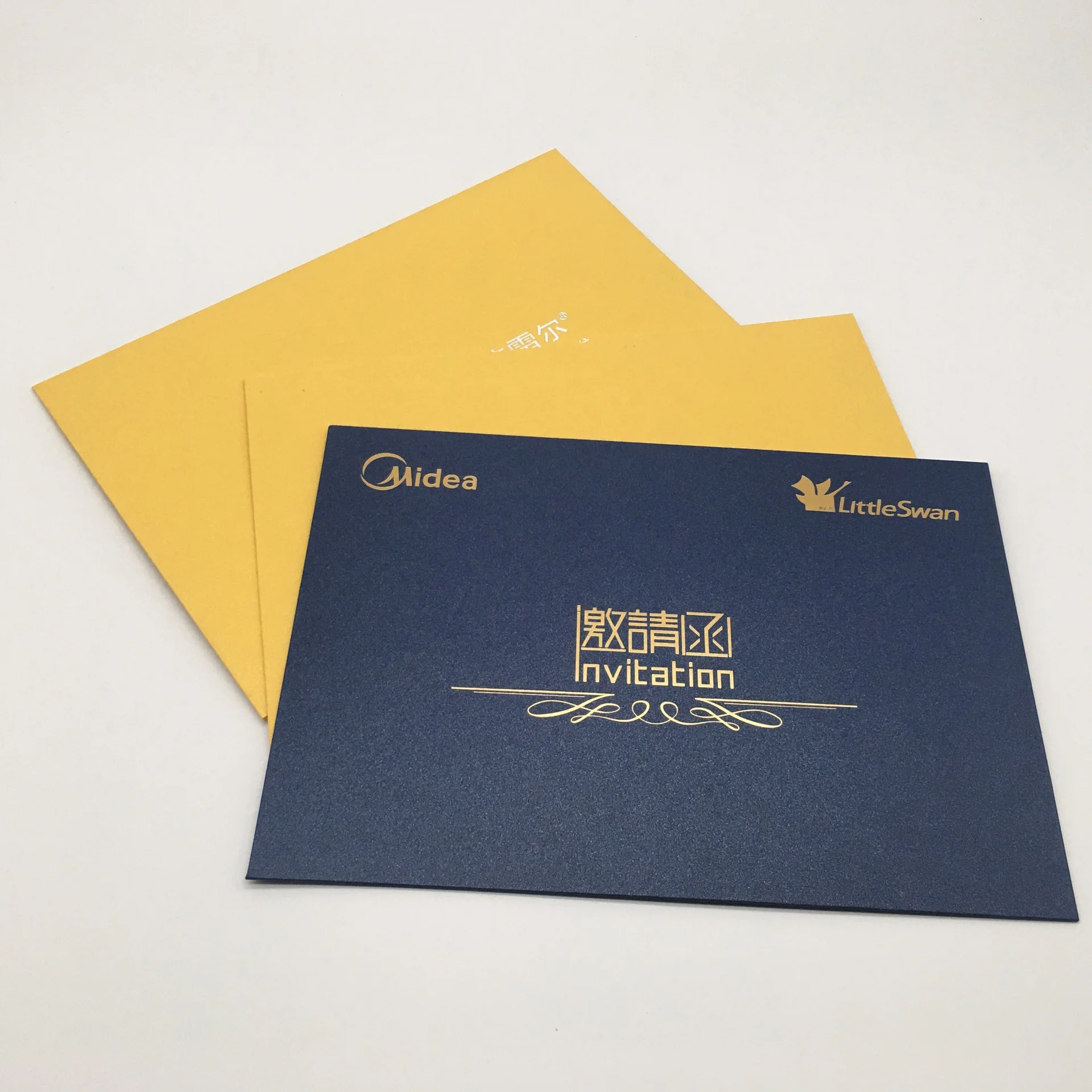 Company envelope matte black paper logo hot foil A6 size customized size printed card holder