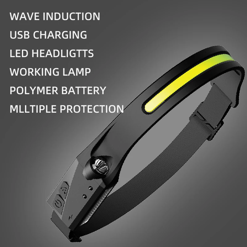 Низкая цена датчик движения портативная usb-перезаряжаемая XPE Led COB фара для пеший Туризм ночных пробежек верховой езды